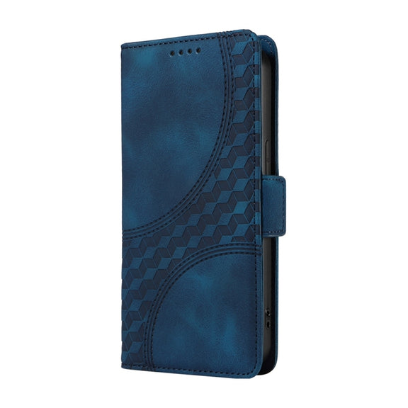 For Samsung Galaxy S25+ 5G Embossed Rhombus Starry Leather Phone Case(Blue)
