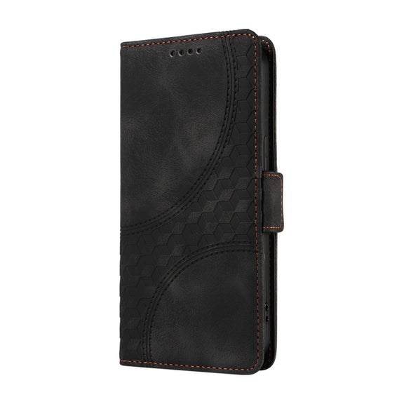 For Samsung Galaxy S25+ 5G Embossed Rhombus Starry Leather Phone Case(Black)