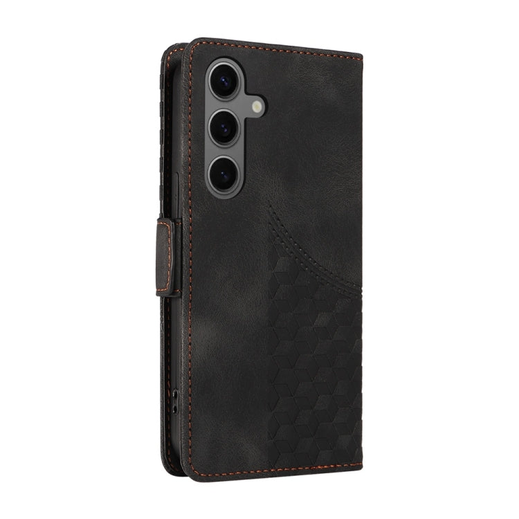 For Samsung Galaxy S25+ 5G Embossed Rhombus Starry Leather Phone Case(Black)