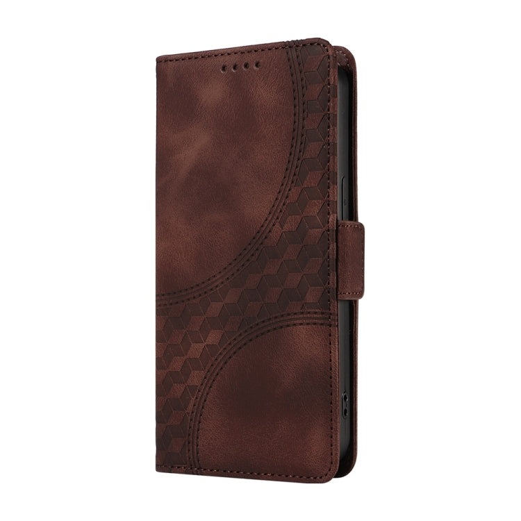 For Samsung Galaxy S25+ 5G Embossed Rhombus Starry Leather Phone Case(Brown)