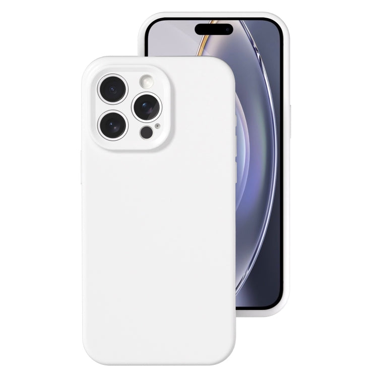 For iPhone 16 Pro Precise Hole Liquid Silicone Jelly Color Full Coverage Phone Case(White)