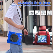 For iPad Air 13 2024 / Air 13 2025 Silicone Hybrid PC Tablet Case with Holder & Shoulder Strap(Blue)