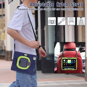 For iPad Pro 13 2024 Silicone Hybrid PC Tablet Case with Holder & Shoulder Strap(Navy Blue Lime)
