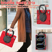 For iPad Pro 13 2024 Silicone Hybrid PC Tablet Case with Holder & Shoulder Strap(Red)