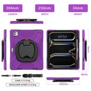 For iPad Pro 13 2024 Silicone Hybrid PC Tablet Case with Holder & Shoulder Strap(Purple)