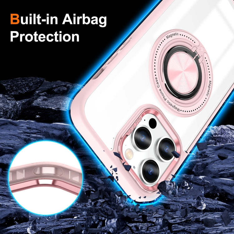 For iPhone 16 Pro Max Magnetic Rotating Ring Holder Phone Case(Pink)