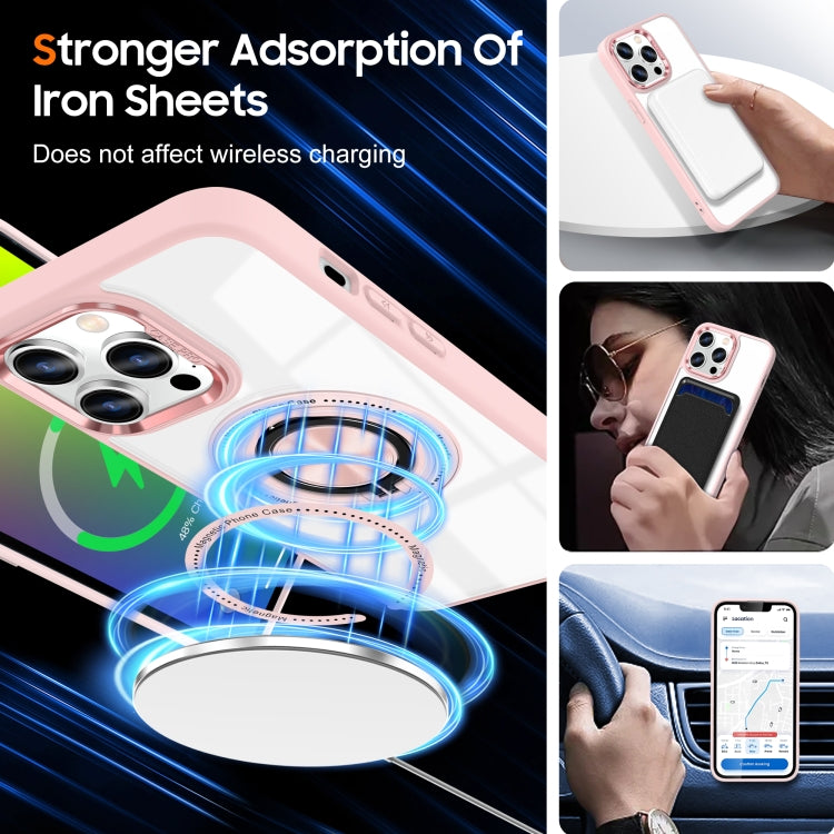 For iPhone 16 Pro Magnetic Rotating Ring Holder Phone Case(Pink)
