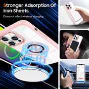 For iPhone 16 Pro Magnetic Rotating Ring Holder Phone Case(Pink)