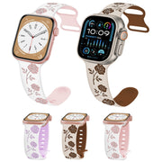 For Apple Watch Series 8 41mm Two-color Rose Engraved Silicone Watch Band(White Pink)