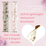 For Apple Watch Series 5 40mm Two-color Rose Engraved Silicone Watch Band(Starlight Caramel)