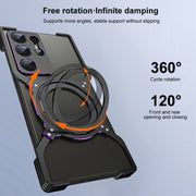 For Samsung Galaxy S24 Ultra 5G Mechanical Arm Borderless MagSafe Holder Metal Phone Case(Grey Silver)