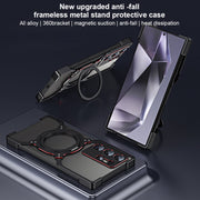 For Samsung Galaxy S24 Ultra 5G Mechanical Arm Borderless MagSafe Holder Metal Phone Case(Grey Silver)