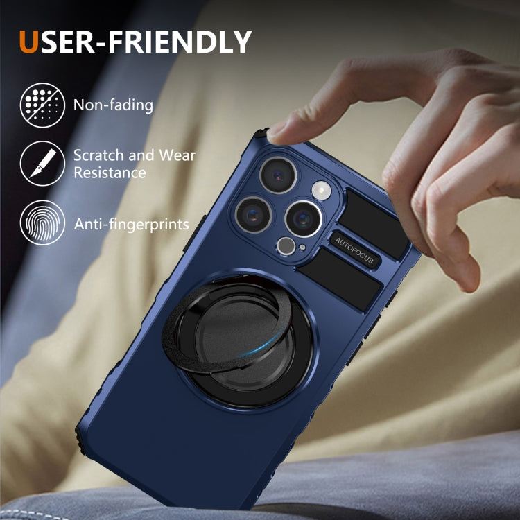 For iPhone 16 Pro Max Rotating Magnetic Holder Phone Case(Royal Blue)