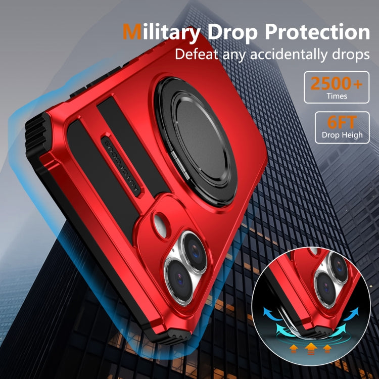 For iPhone 16 Plus Rotating Magnetic Holder Phone Case(Red)
