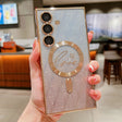 For Samsung Galaxy S25+ 5G Dual-Love Leaves Gradient Glitter MagSafe TPU Phone Case(Gold) - Galaxy S25+ 5G Cases by PMC TechLife | Online Shopping South Africa | PMC TechLife | Buy Now Pay Later Mobicred