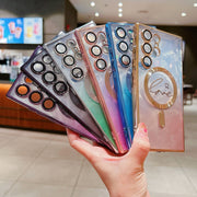 For Samsung Galaxy S25 Ultra 5G Dual-Love Feather Gradient Glitter MagSafe TPU Phone Case(Black)