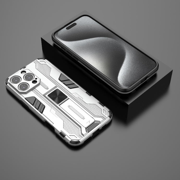 For iPhone 16 Pro Max Supersonic PC + TPU Holder Phone Case(White)