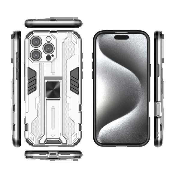 For iPhone 16 Pro Max Supersonic PC + TPU Holder Phone Case(White)