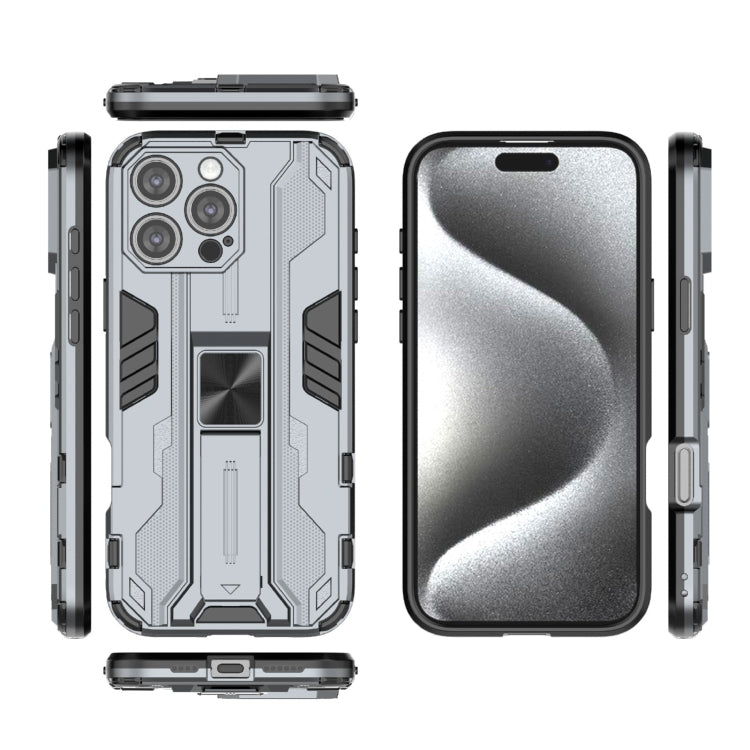 For iPhone 16 Pro Max Supersonic PC + TPU Holder Phone Case(Grey)