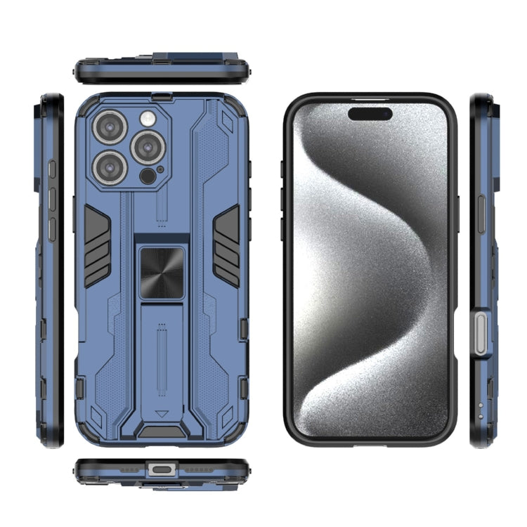 For iPhone 16 Pro Max Supersonic PC + TPU Holder Phone Case(Blue)