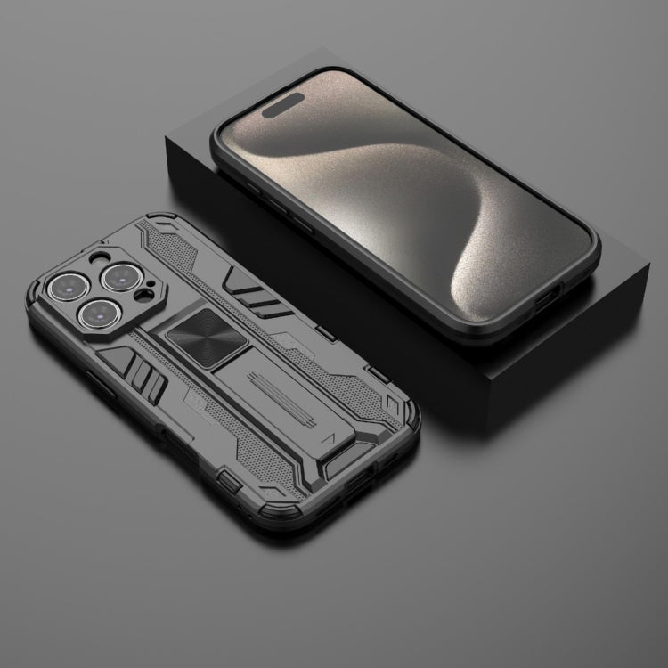 For iPhone 16 Pro Supersonic PC + TPU Holder Phone Case(Black)