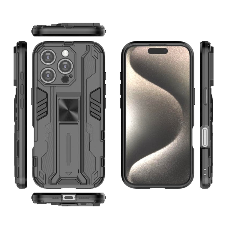 For iPhone 16 Pro Supersonic PC + TPU Holder Phone Case(Black)