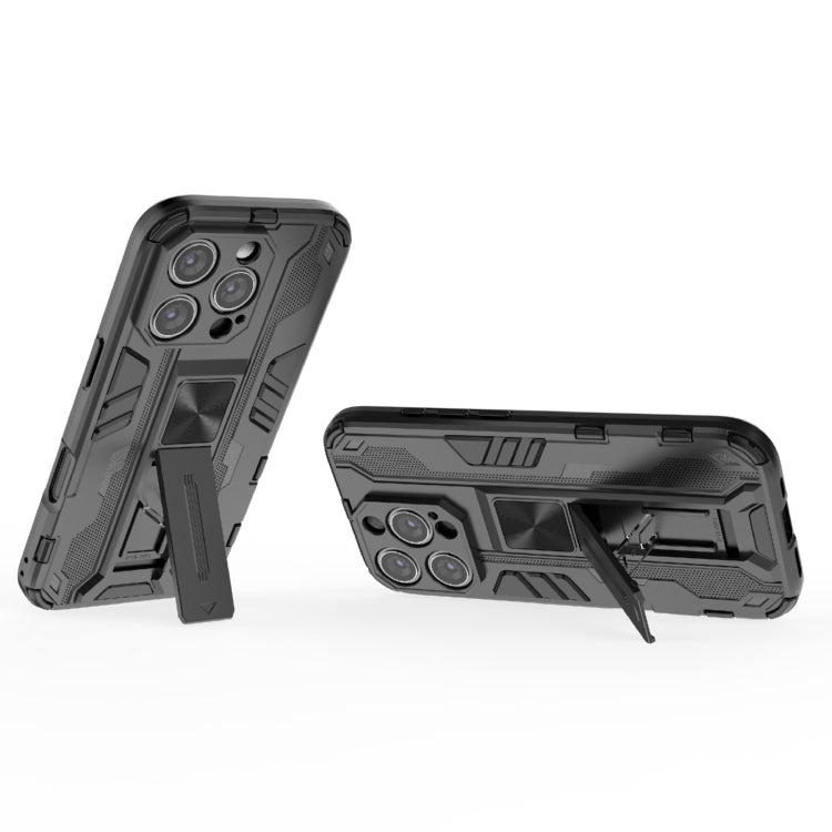 For iPhone 16 Pro Supersonic PC + TPU Holder Phone Case(Black)