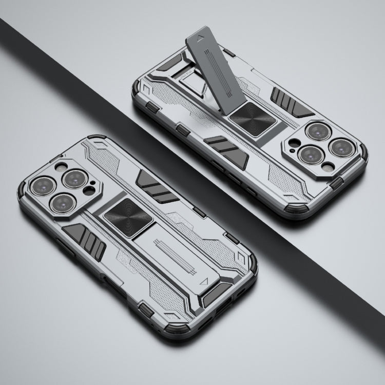 For iPhone 16 Pro Supersonic PC + TPU Holder Phone Case(Grey)
