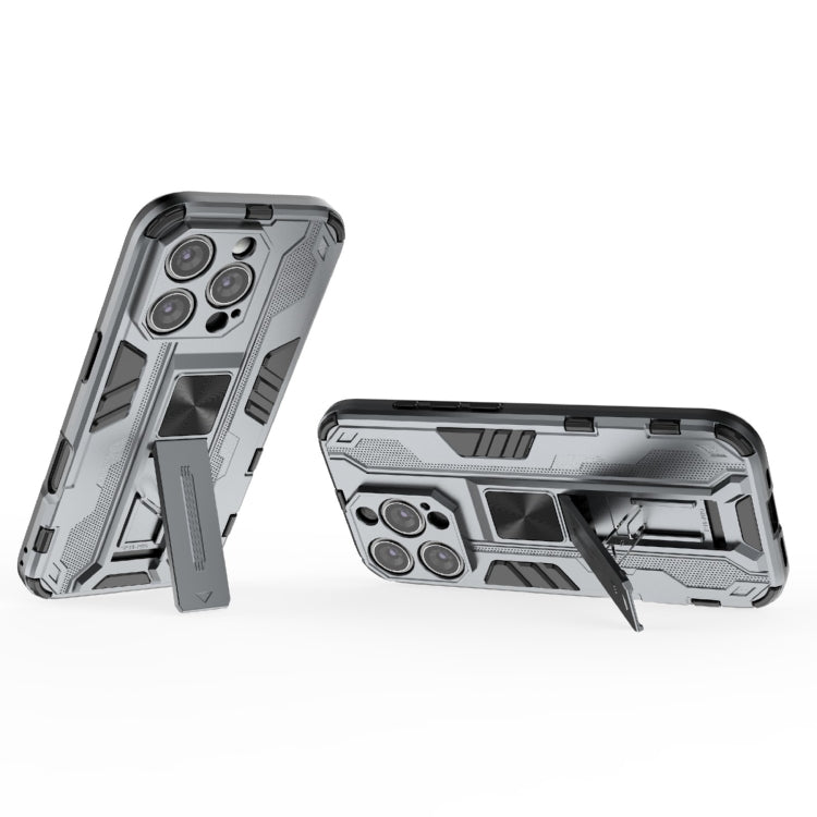 For iPhone 16 Pro Supersonic PC + TPU Holder Phone Case(Grey)