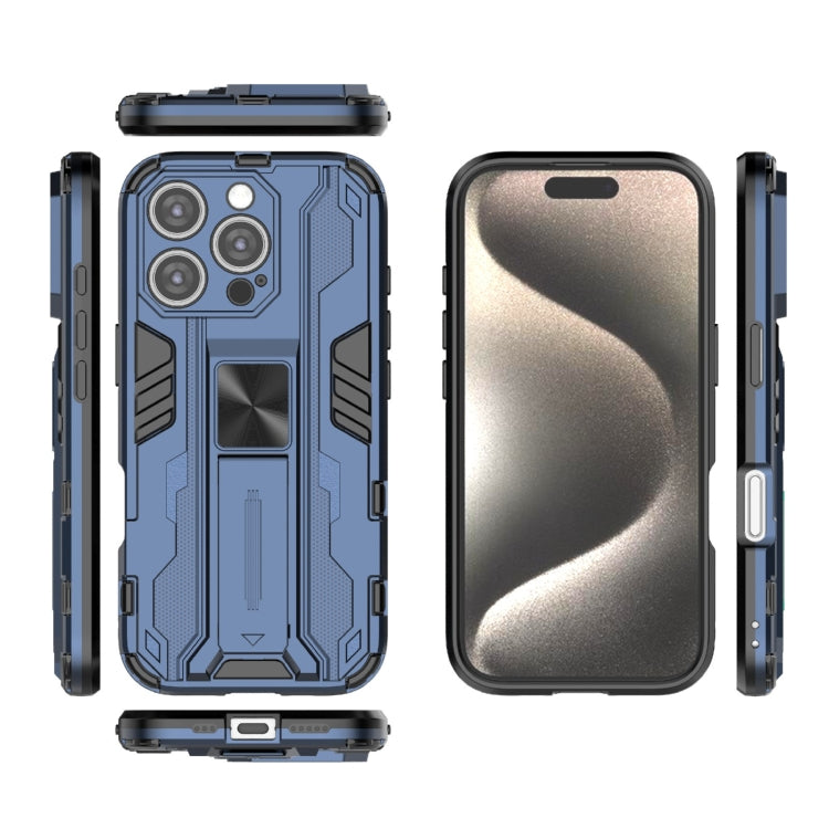 For iPhone 16 Pro Supersonic PC + TPU Holder Phone Case(Blue)
