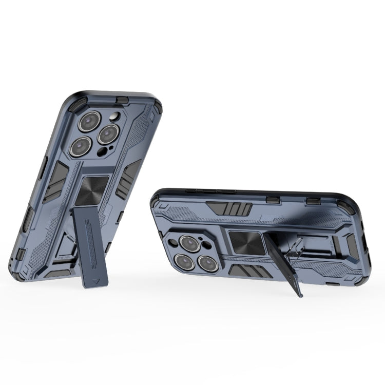 For iPhone 16 Pro Supersonic PC + TPU Holder Phone Case(Blue)