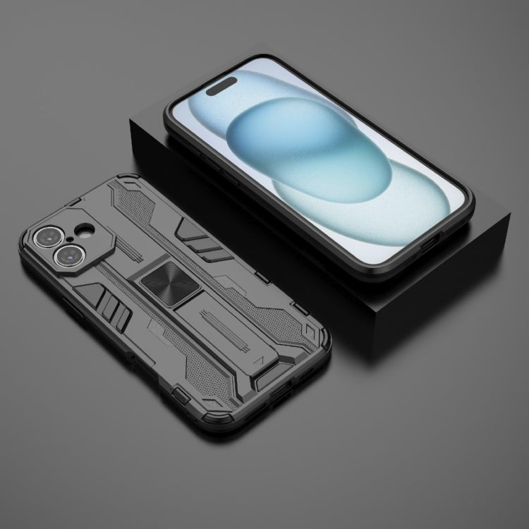 For iPhone 16 Plus Supersonic PC + TPU Holder Phone Case(Black)