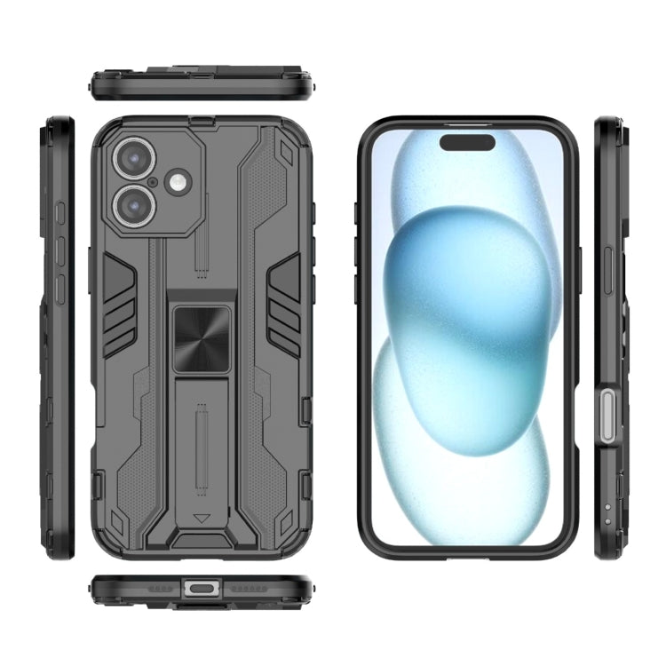 For iPhone 16 Plus Supersonic PC + TPU Holder Phone Case(Black)