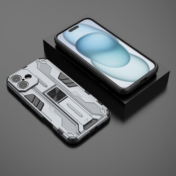 For iPhone 16 Plus Supersonic PC + TPU Holder Phone Case(White)