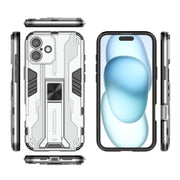 For iPhone 16 Plus Supersonic PC + TPU Holder Phone Case(White)