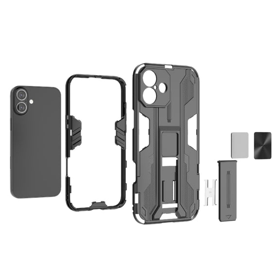 For iPhone 16 Plus Supersonic PC + TPU Holder Phone Case(White)
