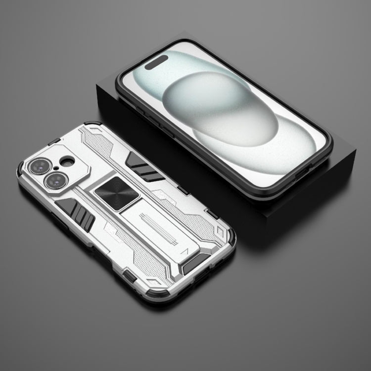 For iPhone 16 Supersonic PC + TPU Holder Phone Case(White)