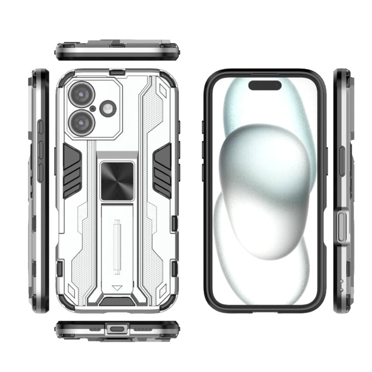 For iPhone 16 Supersonic PC + TPU Holder Phone Case(White)