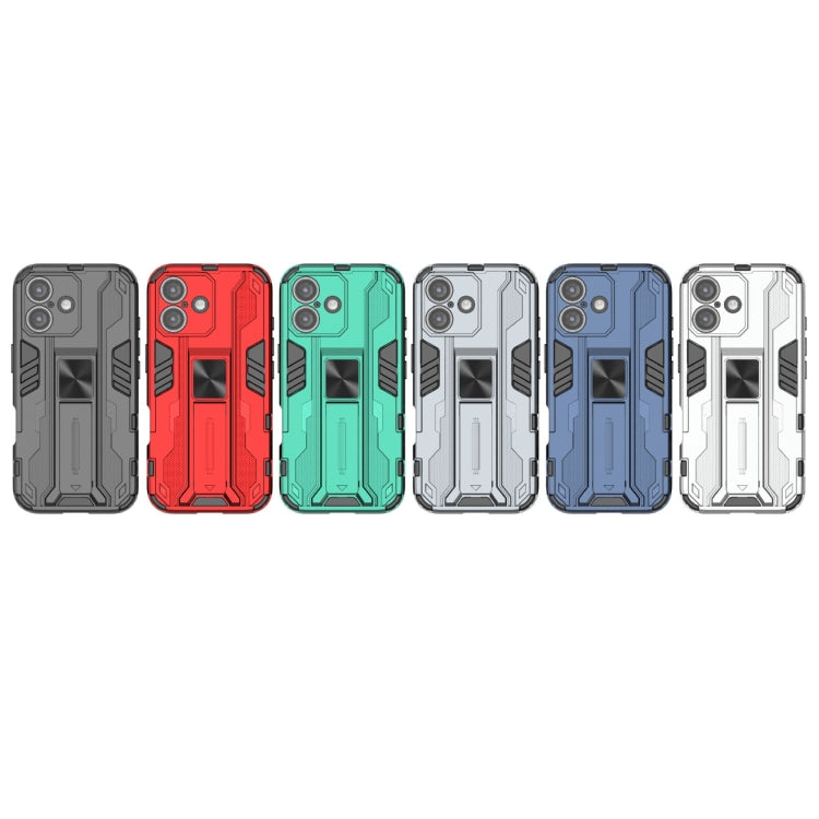 For iPhone 16 Supersonic PC + TPU Holder Phone Case(White)