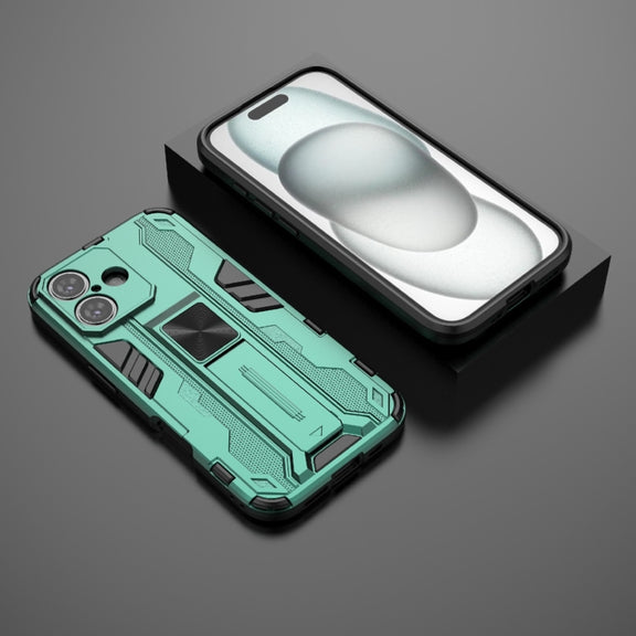 For iPhone 16 Supersonic PC + TPU Holder Phone Case(Green)