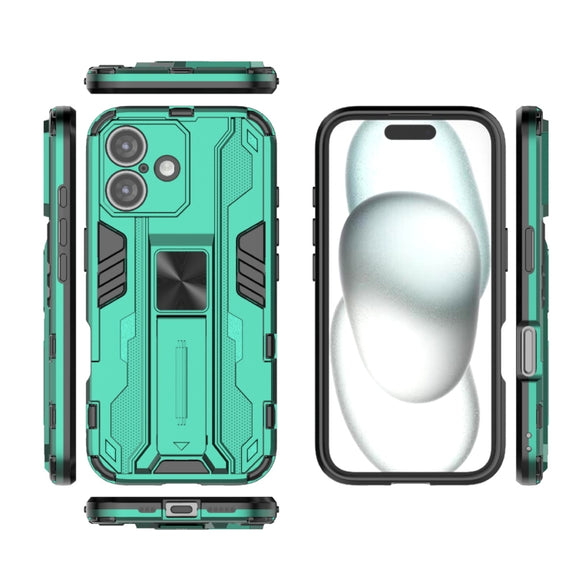 For iPhone 16 Supersonic PC + TPU Holder Phone Case(Green)