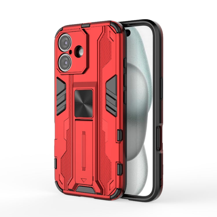 For iPhone 16 Supersonic PC + TPU Holder Phone Case(Red)