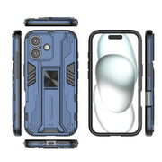 For iPhone 16 Supersonic PC + TPU Holder Phone Case(Blue)