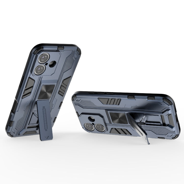 For iPhone 16 Supersonic PC + TPU Holder Phone Case(Blue)
