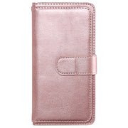For iPhone 16 Plus Multi-Function Wallet 10 Card Slots Leather Phone Case(Rose Gold)