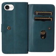 For iPhone 16e Multi-Function Wallet 10 Card Slots Leather Phone Case(Dark Green)