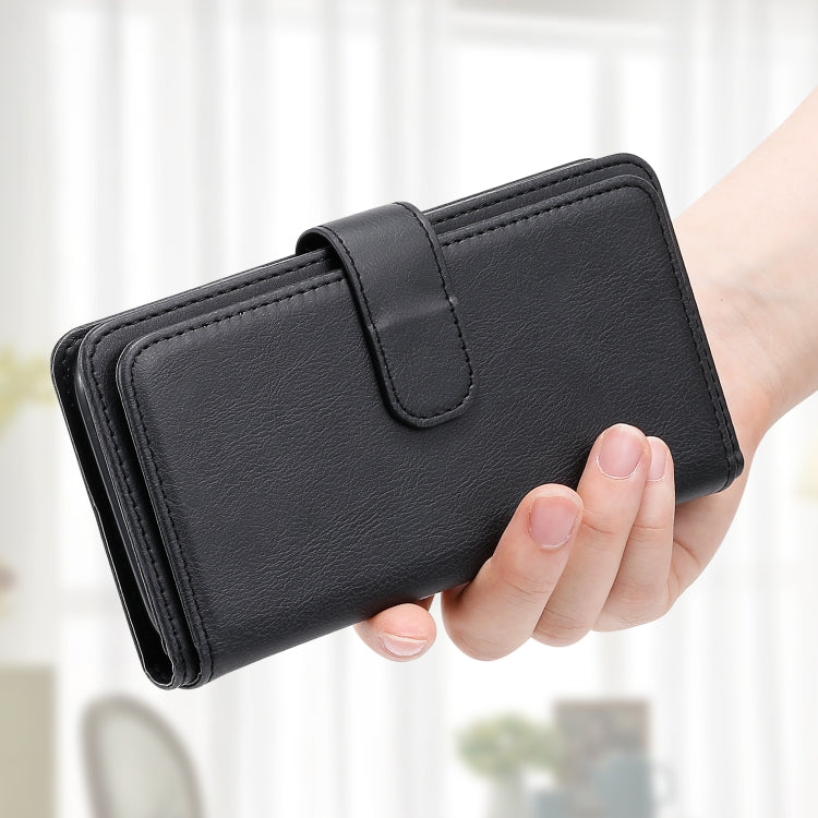 For iPhone 16e Multi-Function Wallet 10 Card Slots Leather Phone Case(Black)