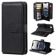 For iPhone 16e Multi-Function Wallet 10 Card Slots Leather Phone Case(Black)