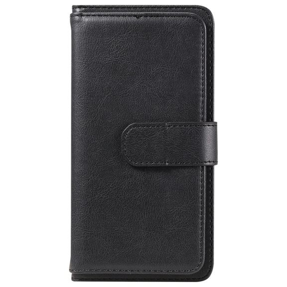 For iPhone 16e Multi-Function Wallet 10 Card Slots Leather Phone Case(Black)