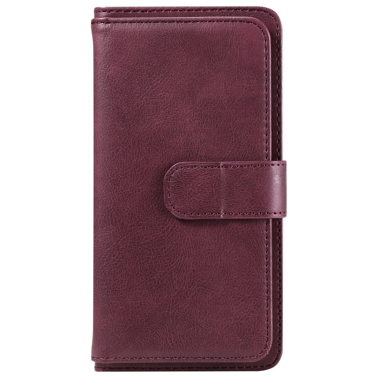 For Samsung Galaxy S25 Ultra 5G Multi-Function Wallet 10 Card Slots Leather Phone Case(Claret)